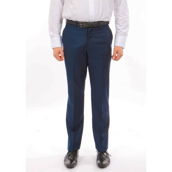 Men's 100% Wool Dress Pants Modern-Fit, Indigo - Picture 1 of 2